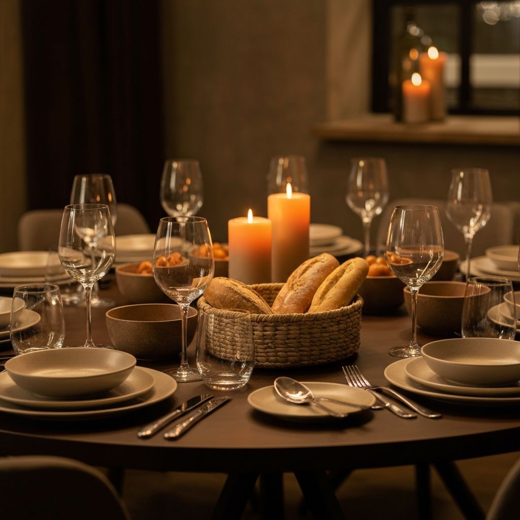 Dining table set for a social gathering